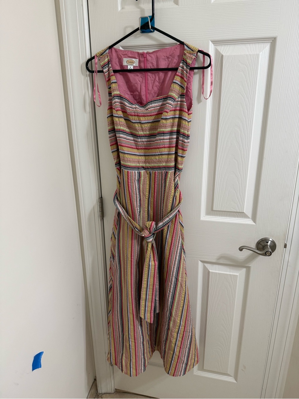 Talbots Pink and Multicolor Striped Sleeveless Midi Dress